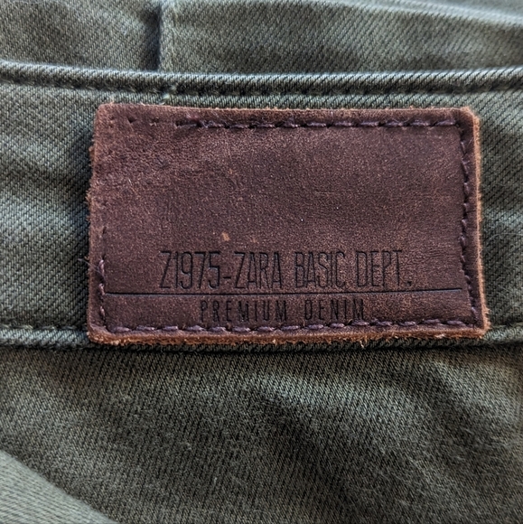 Zara Khaki Denim Jeans Women's Size 6 - Flared Bootcut - Piping Detail on Front - Picture 12 of 12